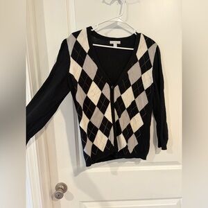 New York & Company Argyle Cardigan Sweater – Size L